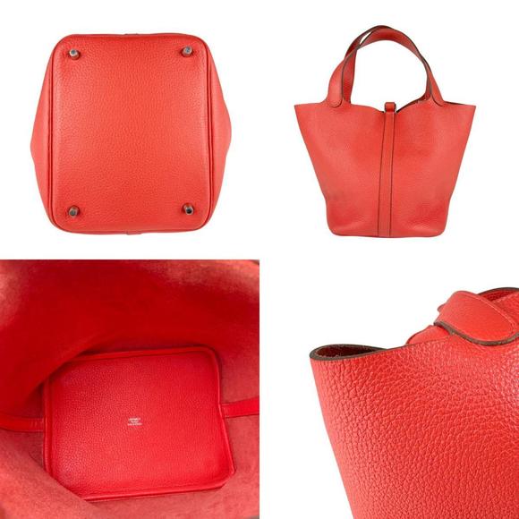 HERMES Picotin Lock MM Taurillon Clemence Handbag Pink Silver n0931 - Picture 3 of 5